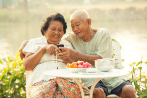 Elder couple having fun