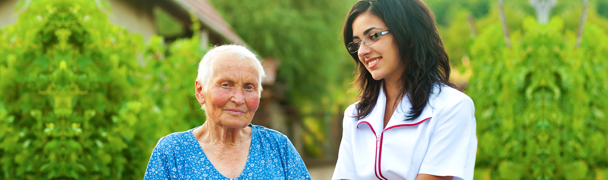 Elder and female caregiver